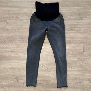 Indigo Blue Maternity Gray Jeans Stretch Ankle Length Raw Hem Size M